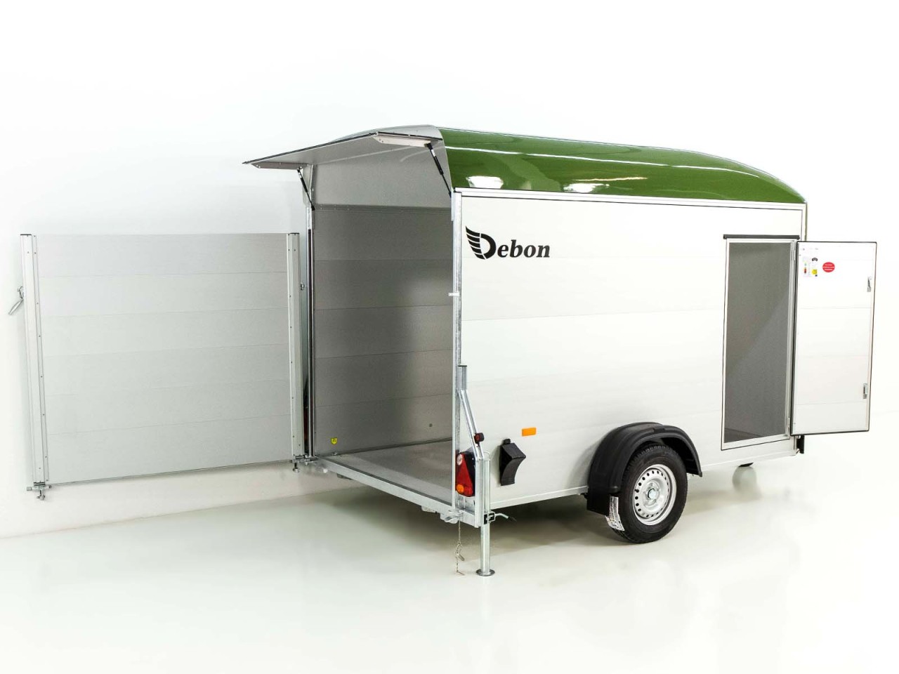 Debon Kofferanhänger C400 164x315cm H:200cm 1,3t|Alu, Polybug|Tür|olivgrün-Neu